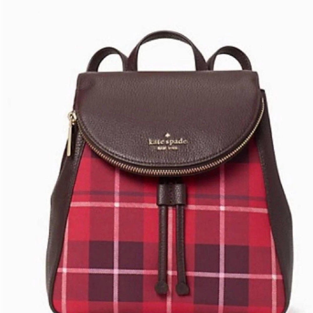 Kate Spade leila medium flap  Plaid Backpack